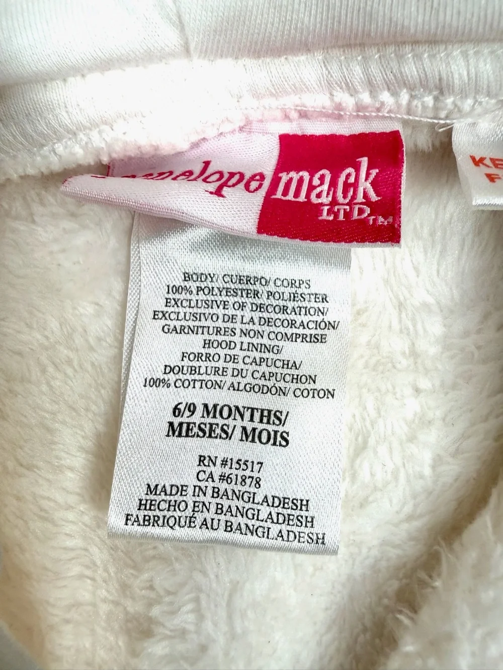 PENELOPE MACK Plush Ballerina Hooded Footed Pram Suit 6-9 Months Baby Girls